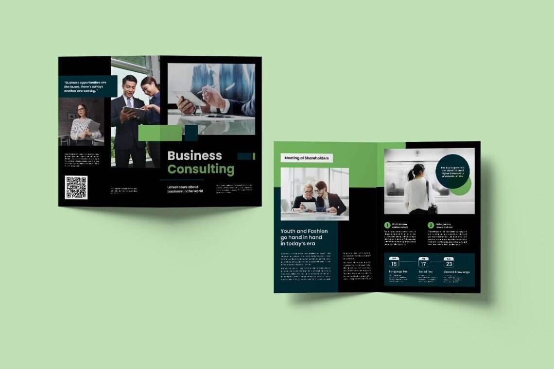Dark Green  Business Consulting Bifold Brochure-2