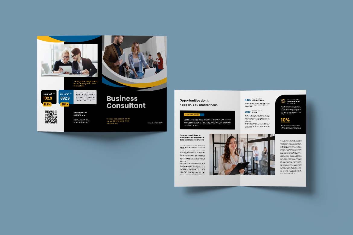 Blue Black Business Consultant Bifold Brochure-2