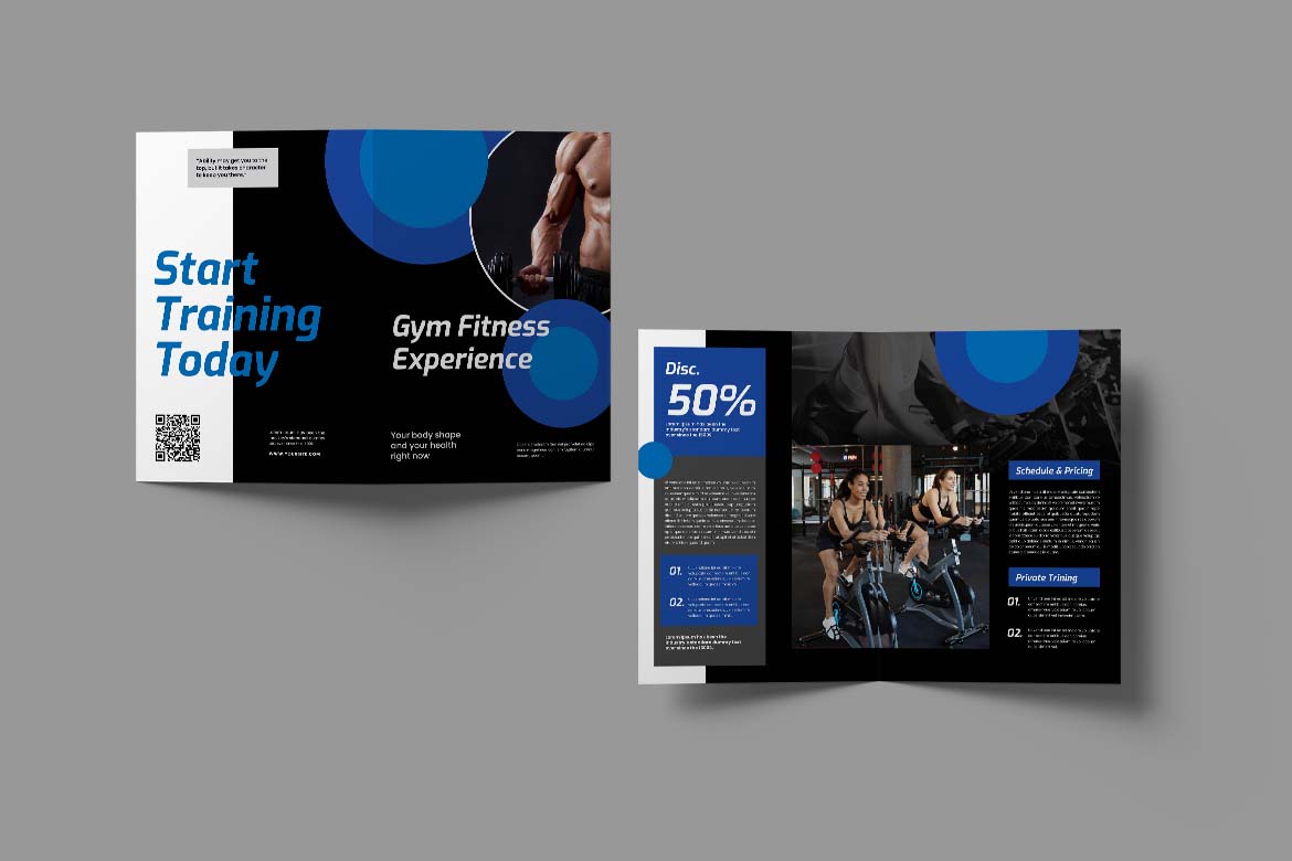 Dark Blue Gym Fitness Experience Bifold Brochure-2