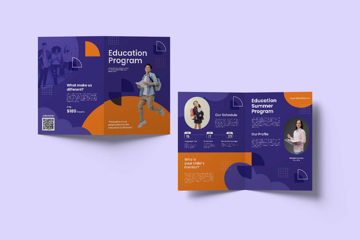 Purple Orange Education Program Bifold Brochure-2