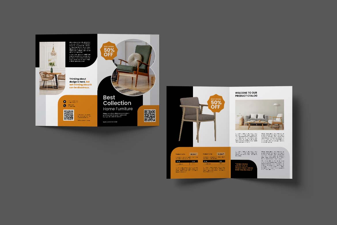 White Orange Home Furniture Bifold Brochure-2