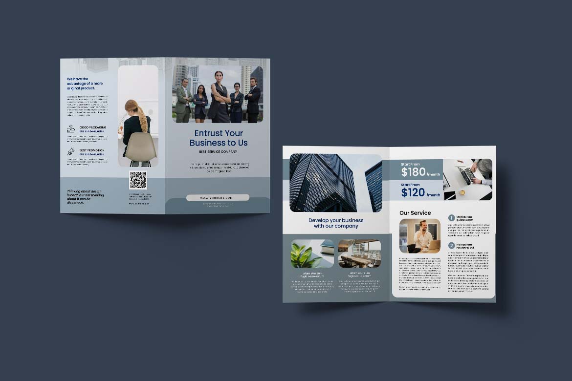 Gray Business Company Bifold Brochure-2