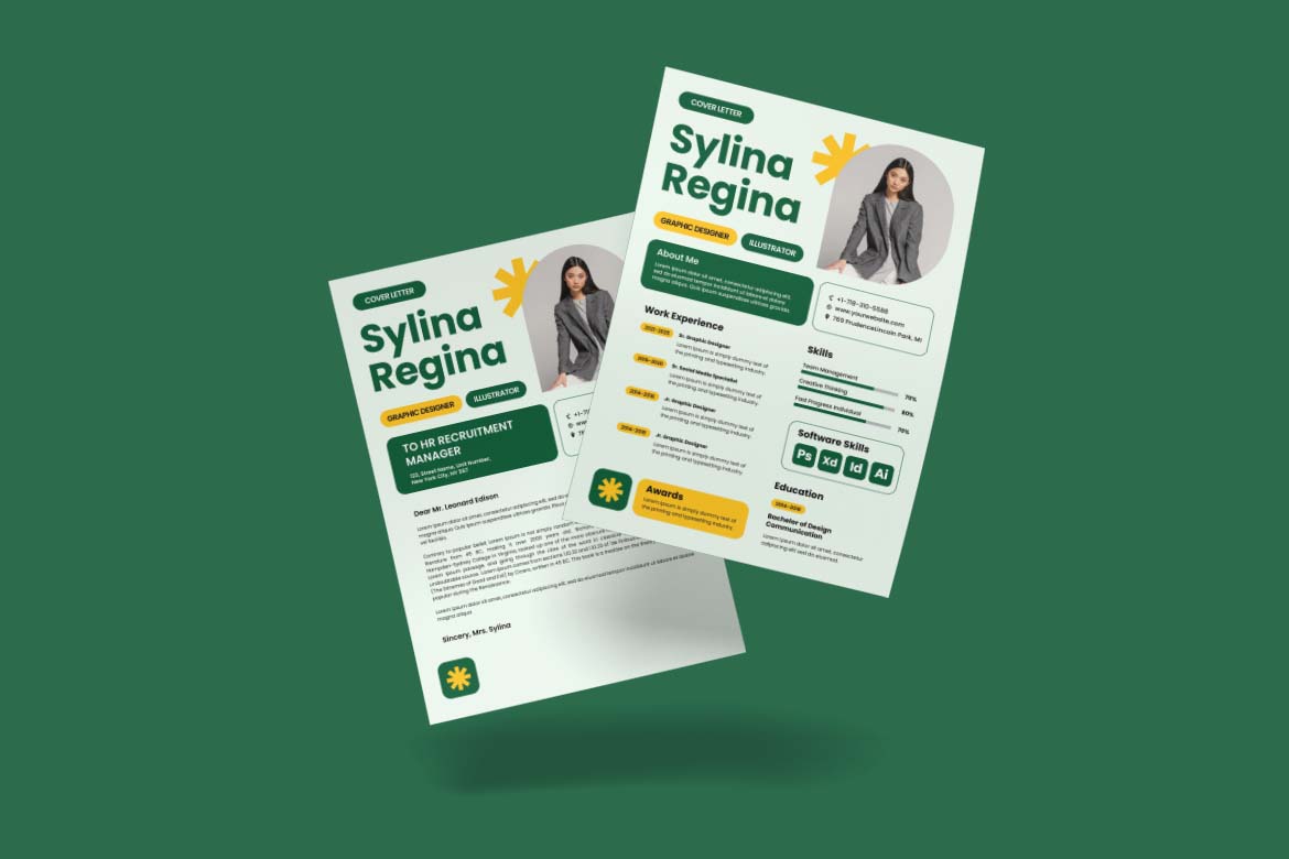 Green Yellow Design CV Resume-2