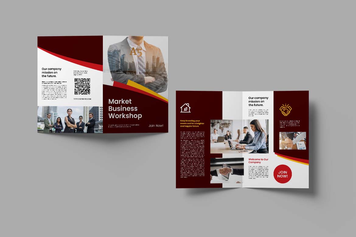 Maroon Market Business Company Bifold Brochure-2