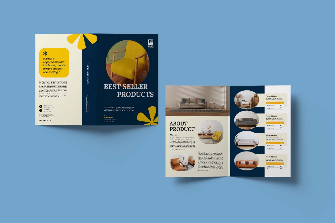 Blue Market Business Company Bifold Brochure-2