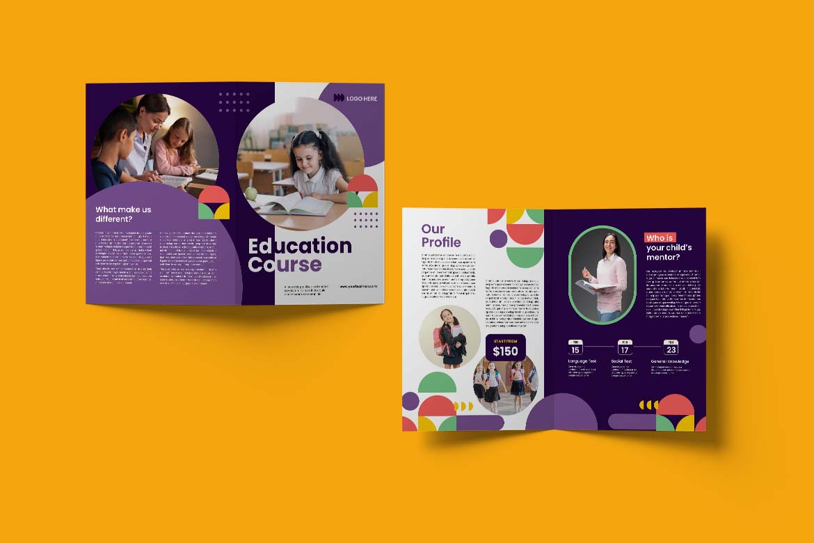 Purple White Education Course Bifold Brochure-2