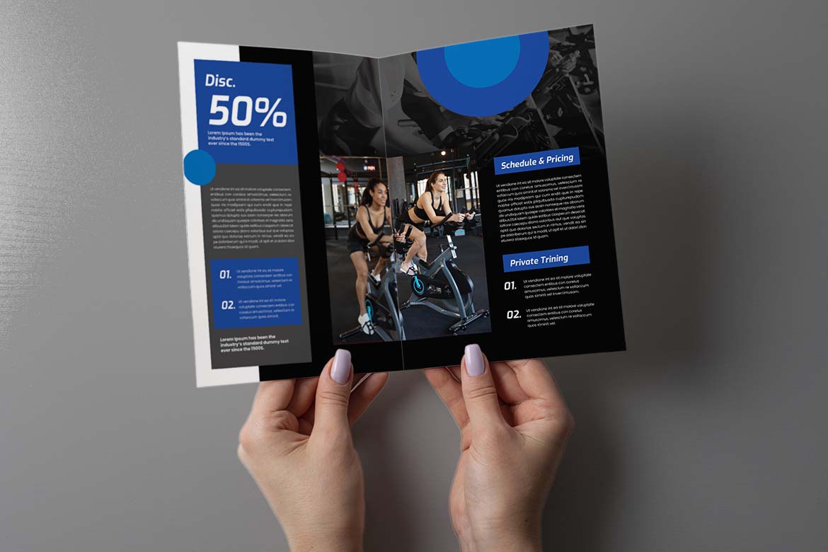 Dark Blue Gym Fitness Experience Bifold Brochure-3