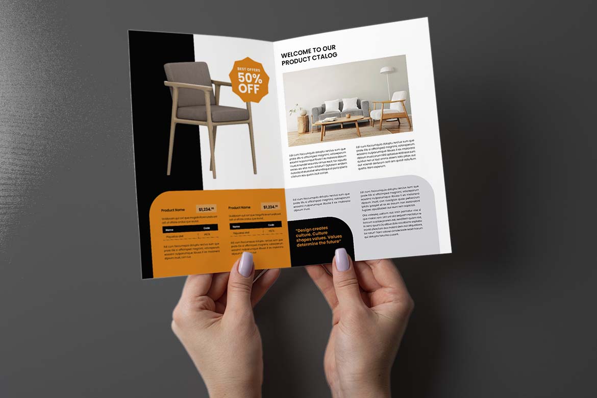 White Orange Home Furniture Bifold Brochure-3