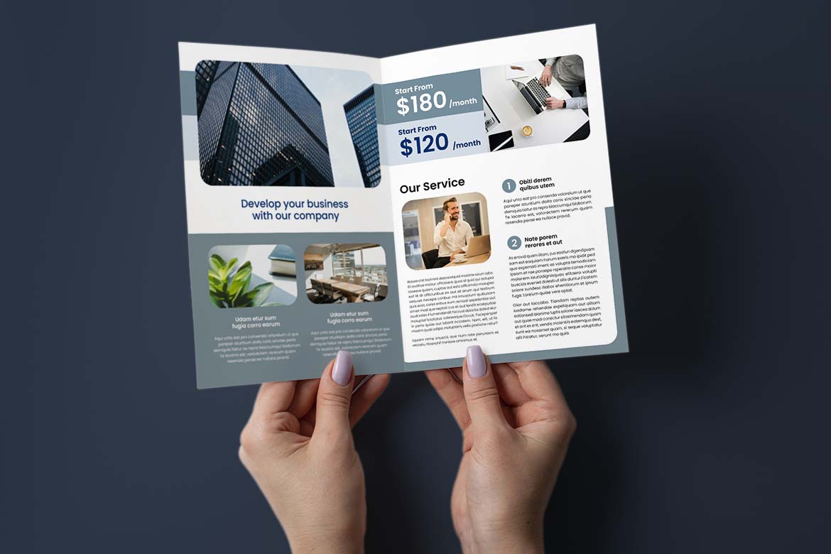 Gray Business Company Bifold Brochure-3