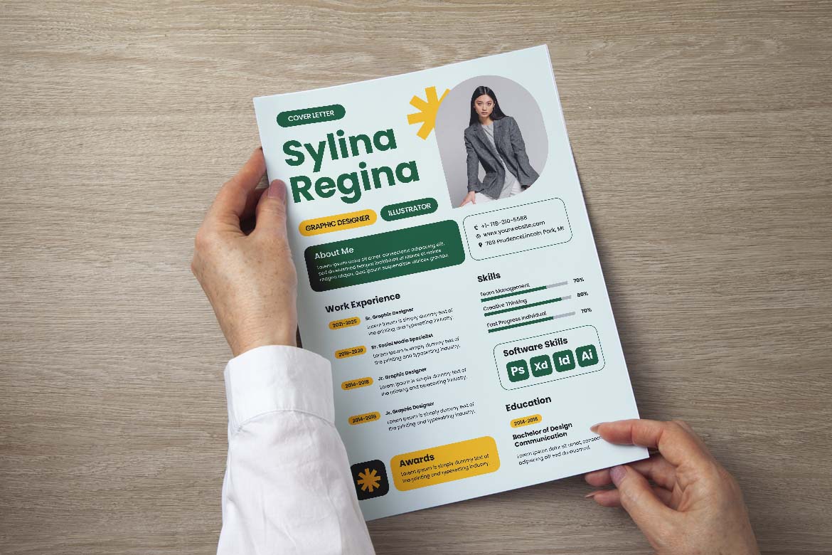 Green Yellow Design CV Resume-3