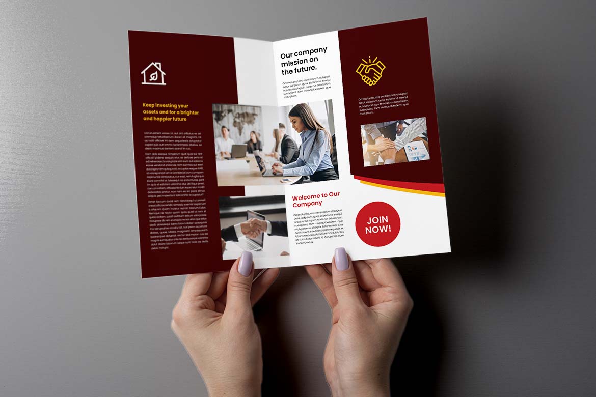 Maroon Market Business Company Bifold Brochure-3