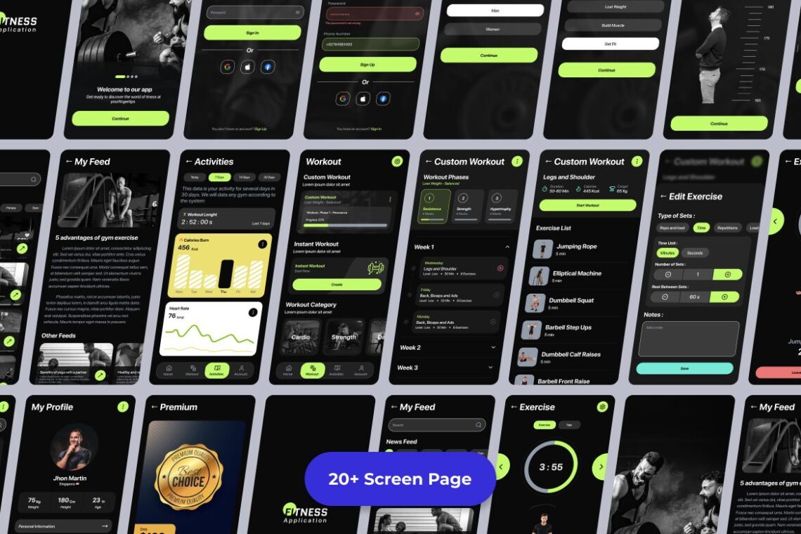Fitness Application Mobile UI KIT-1
