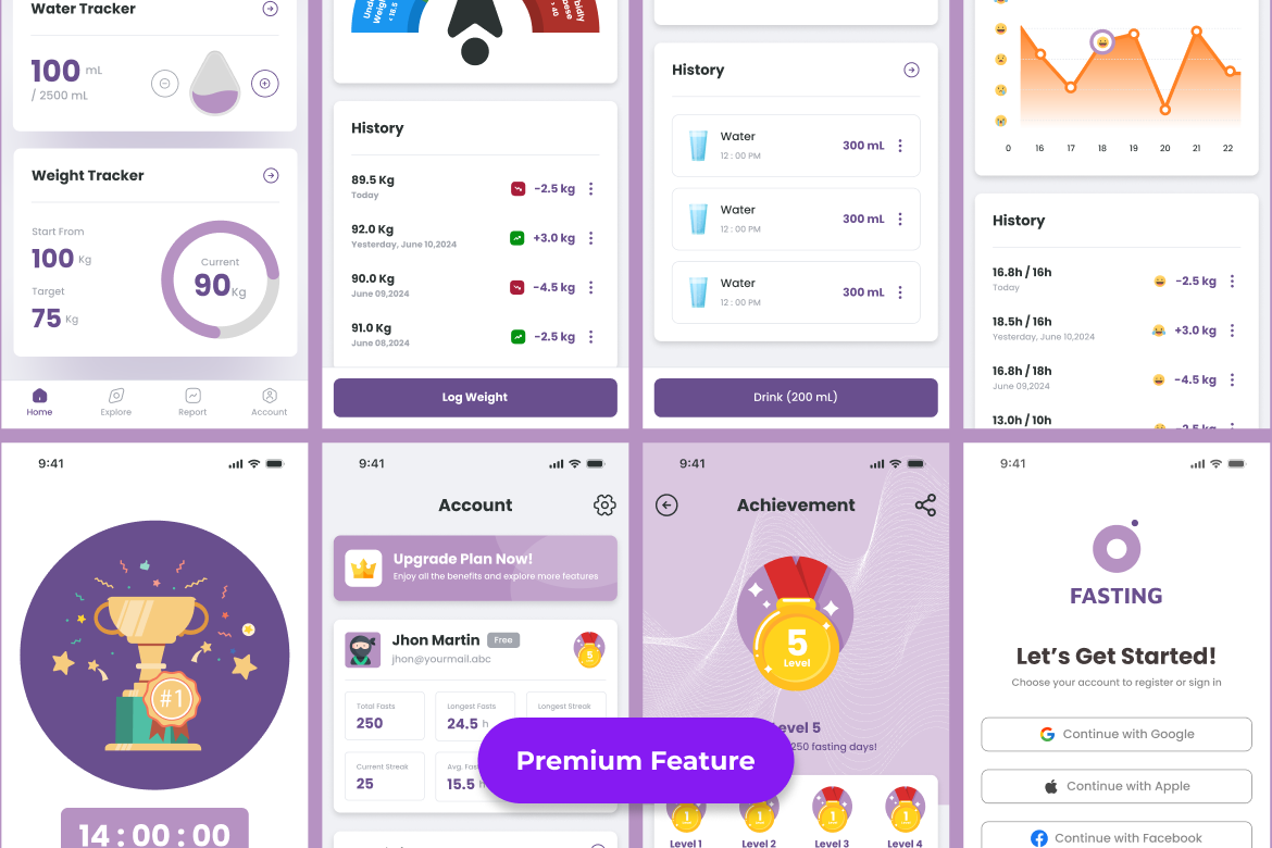 Fasting Tracker Application Mobile UI KIT-2