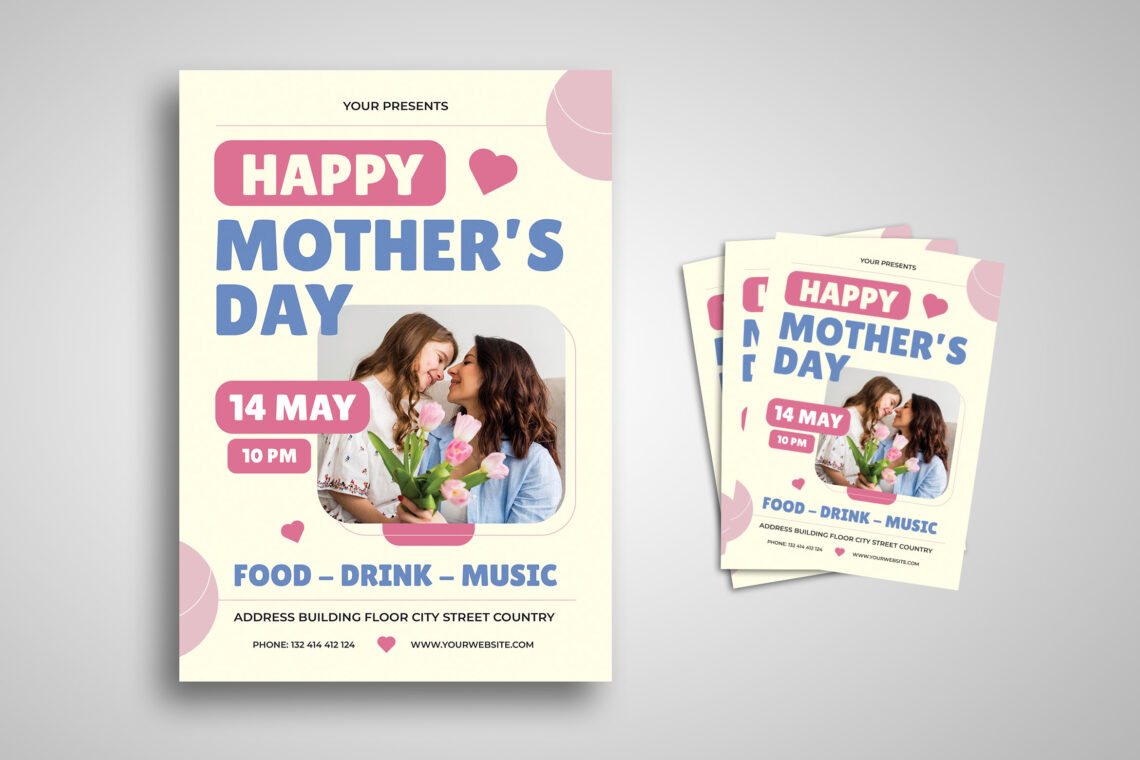 Pink Cream Happy Mother Day Flyer-1