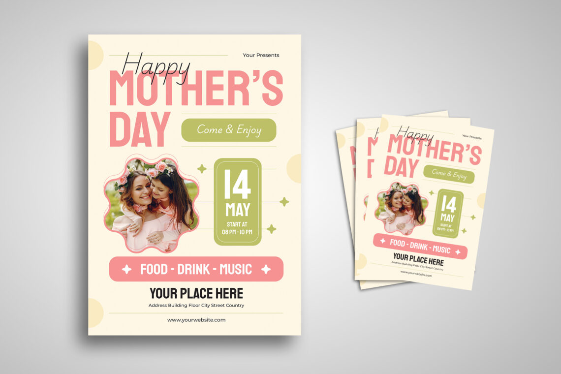 Pink Green Happy Mother Day Flyer-4