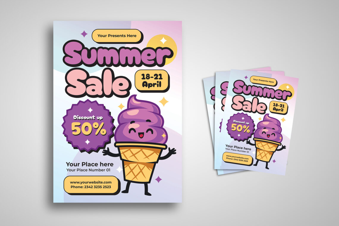 Pink Ice Cream Summer Sale Flyer-4