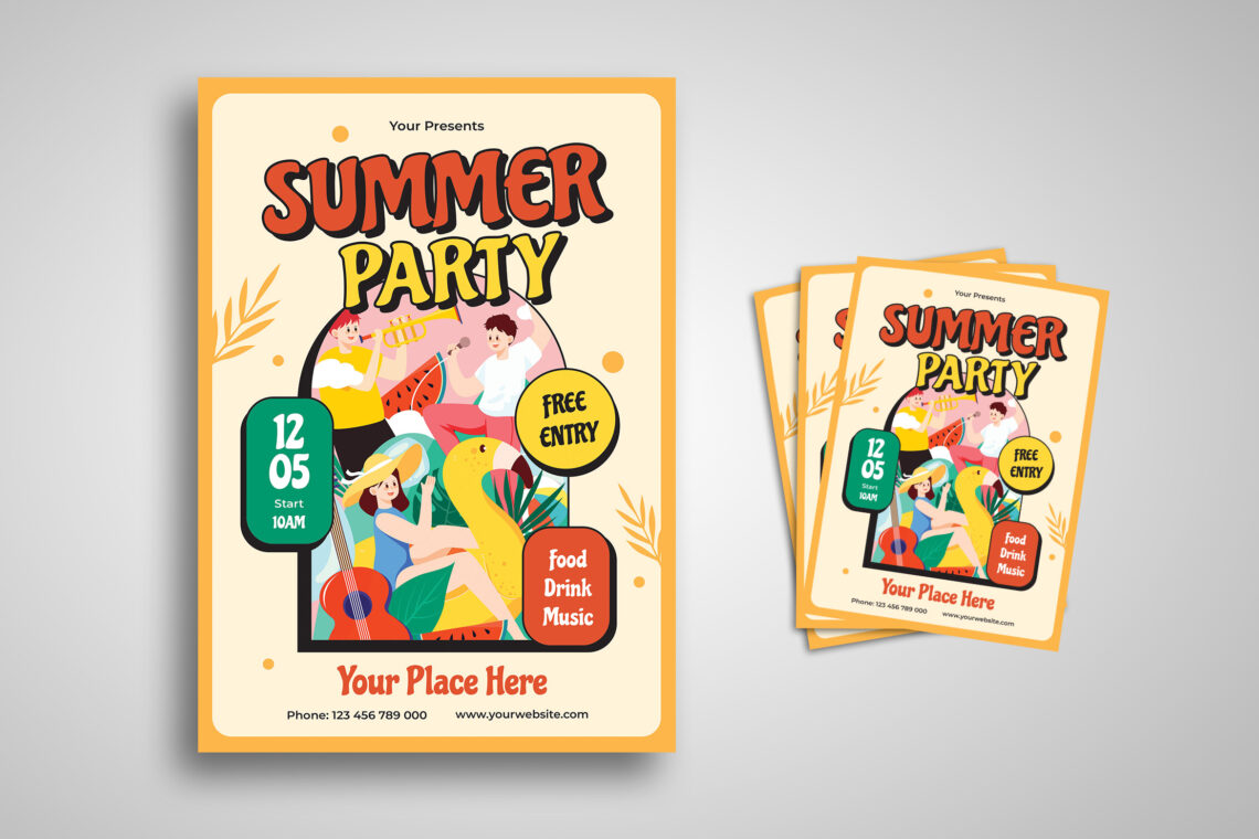 Cream Orange Summer Party Flyer-4