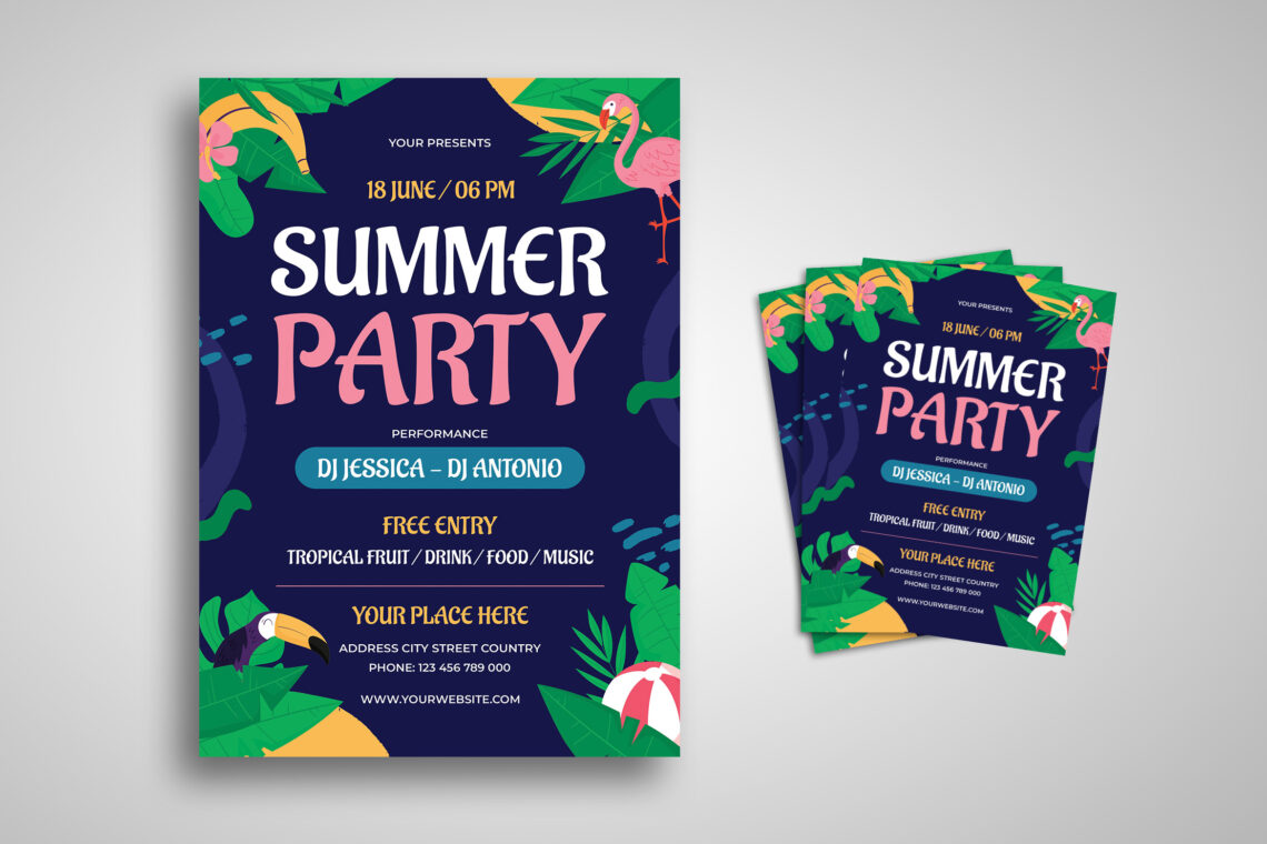 Navy Tropical Summer Party Flyer-4