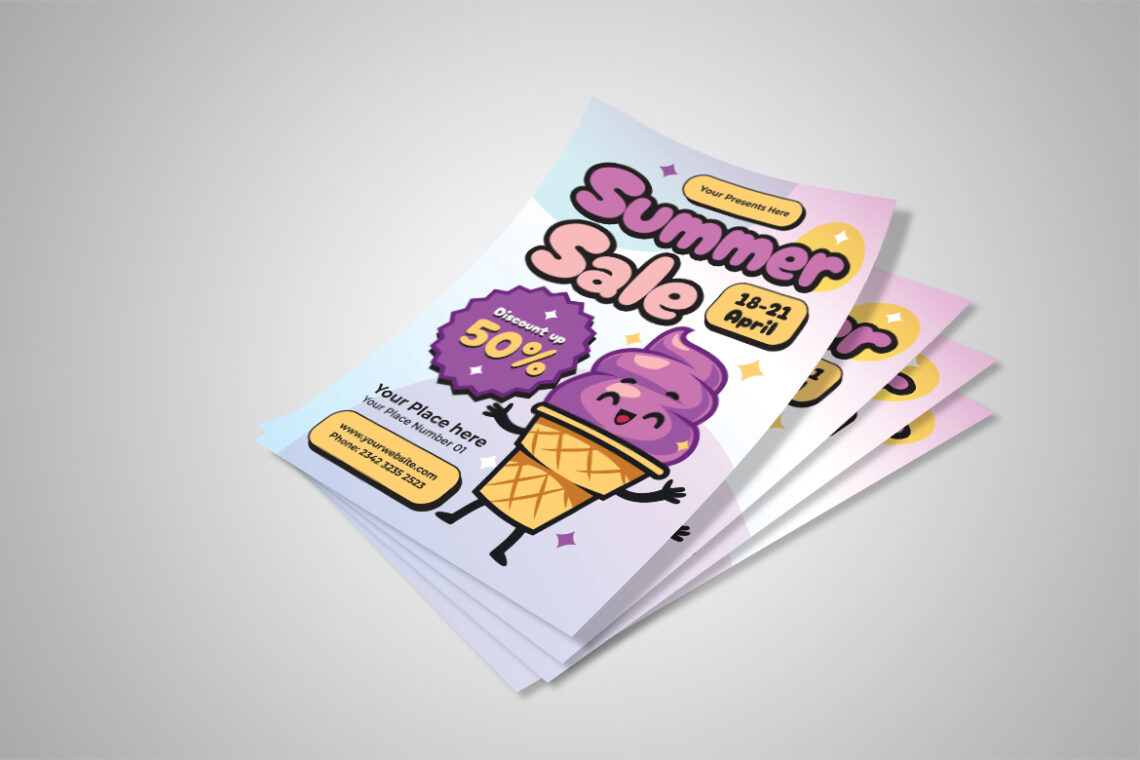 Pink Ice Cream Summer Sale Flyer-1