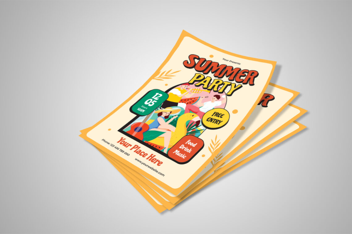 Cream Orange Summer Party Flyer-1