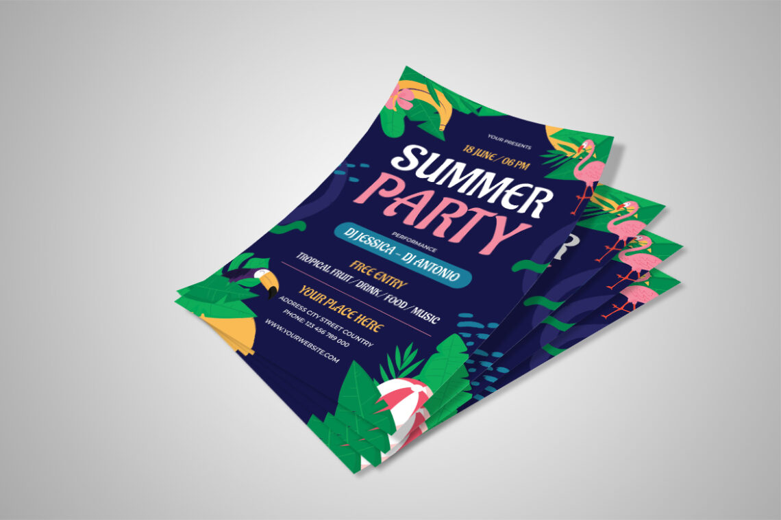 Navy Tropical Summer Party Flyer-1