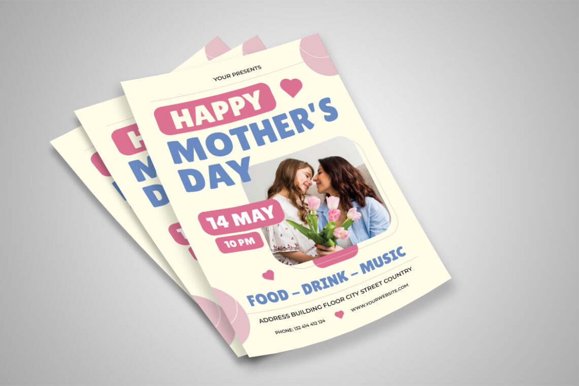 Pink Cream Happy Mother Day Flyer-3