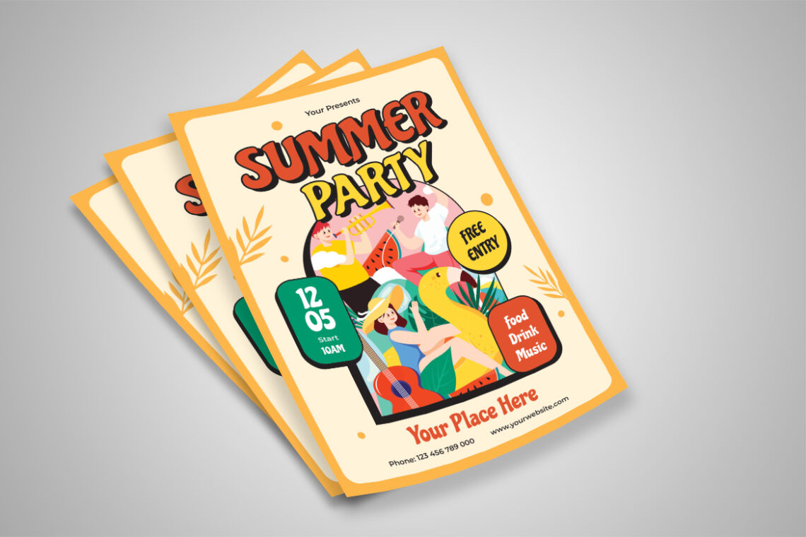 Cream Orange Summer Party Flyer-2