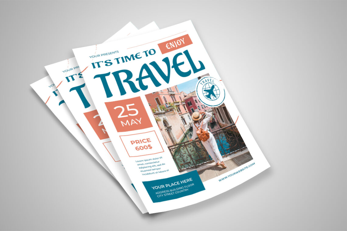 White Green Its Time to Travel Flyer-2
