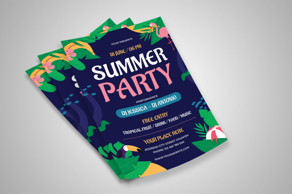 Navy Tropical Summer Party Flyer-2