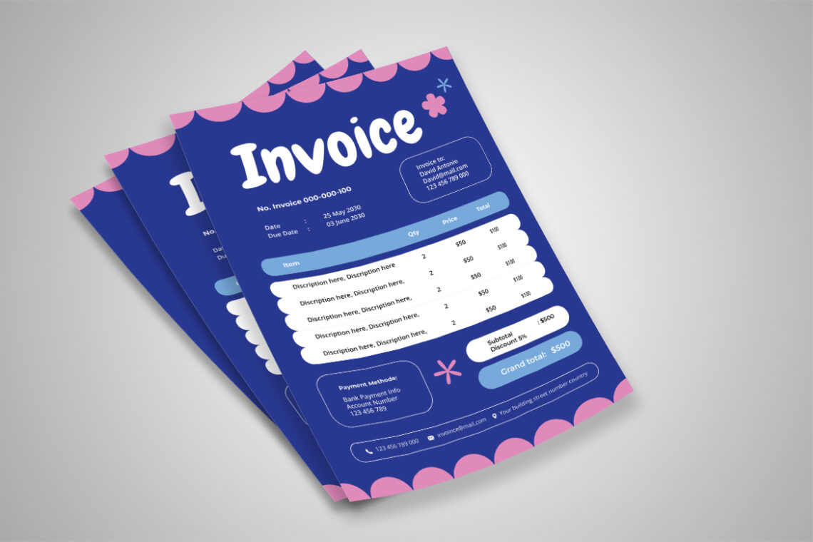 Blue Pink Modern Business Invoice-2
