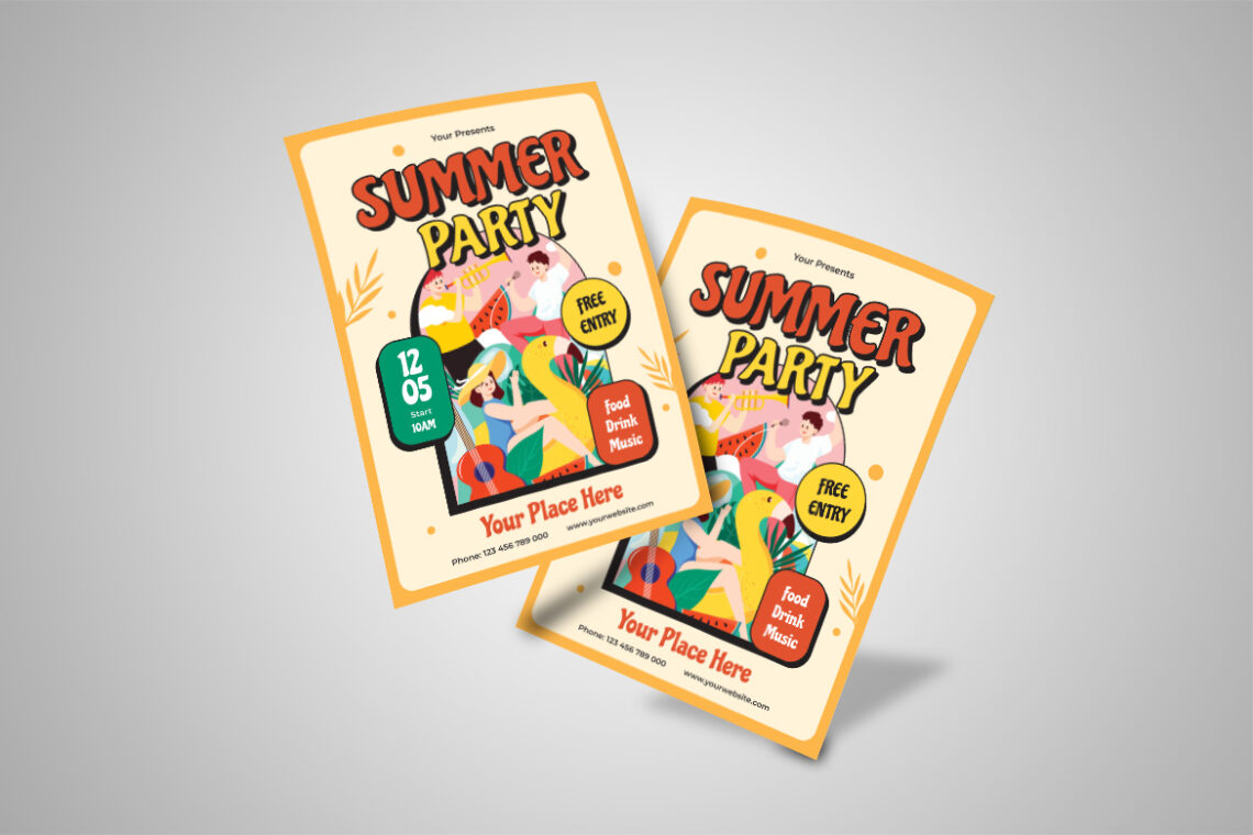 Cream Orange Summer Party Flyer-3