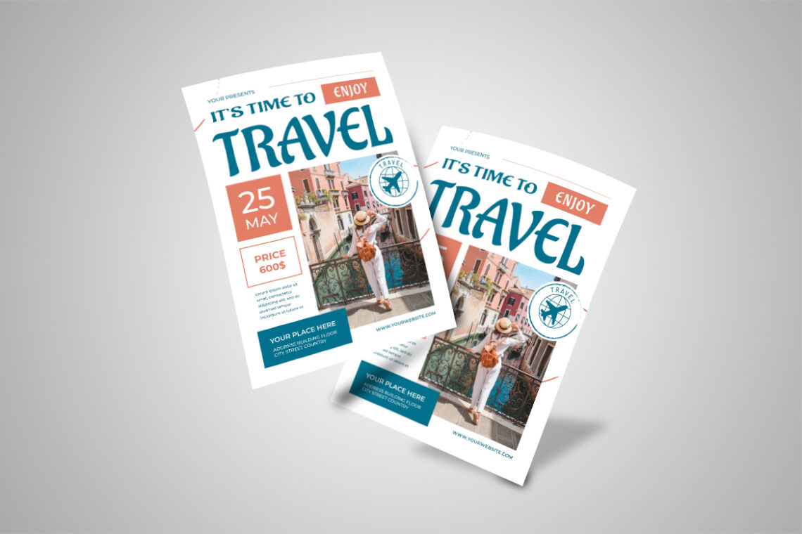 White Green Its Time to Travel Flyer-3