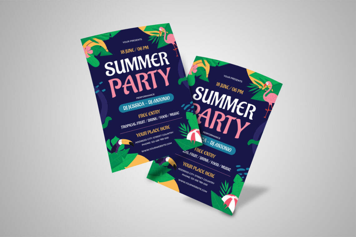 Navy Tropical Summer Party Flyer-3