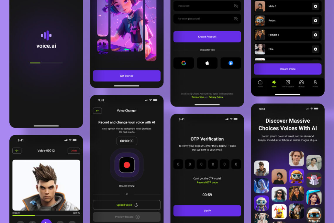 Ai Voice Generator Application Mobile UI KIT-1