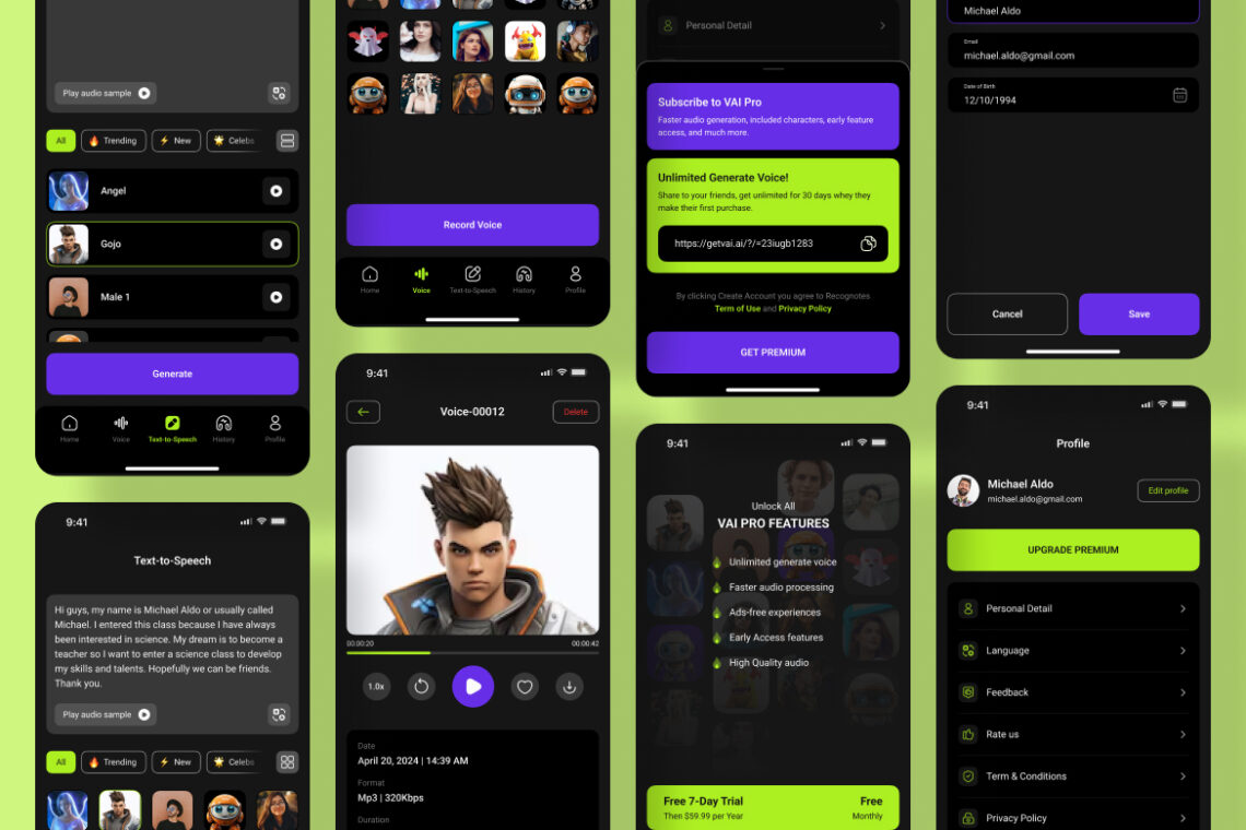 Ai Voice Generator Application Mobile UI KIT-3