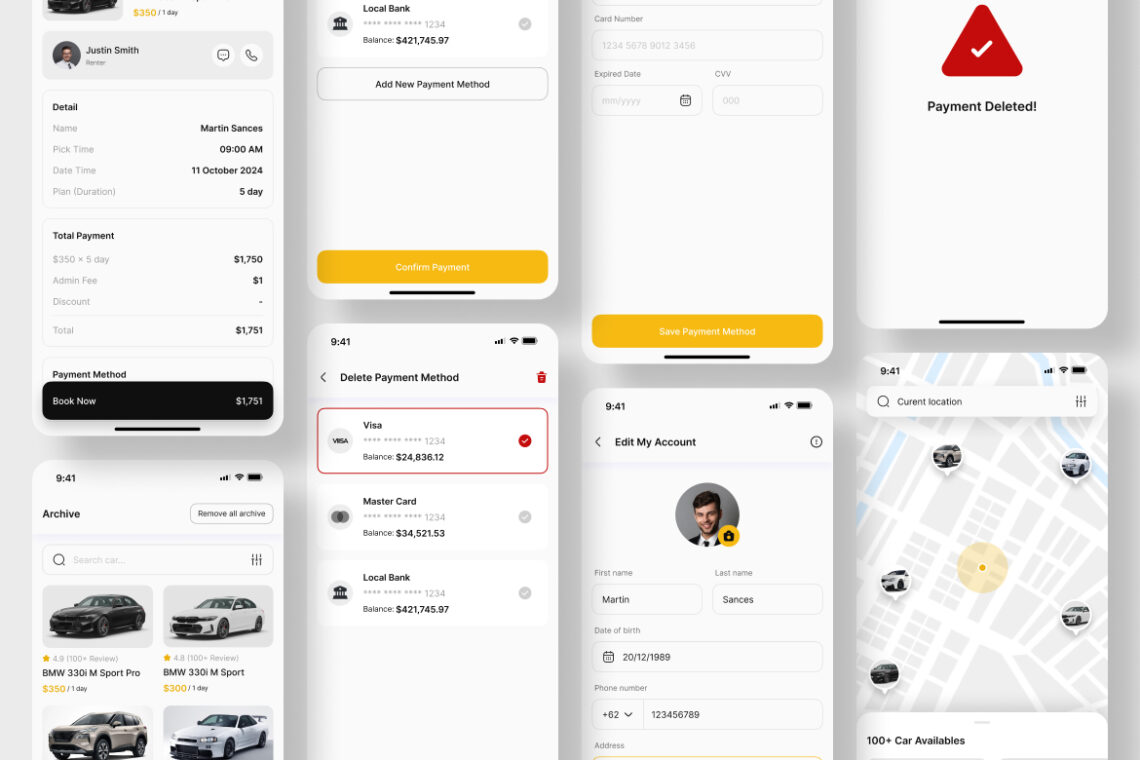 Car Rental Application Mobile UI KIT-3