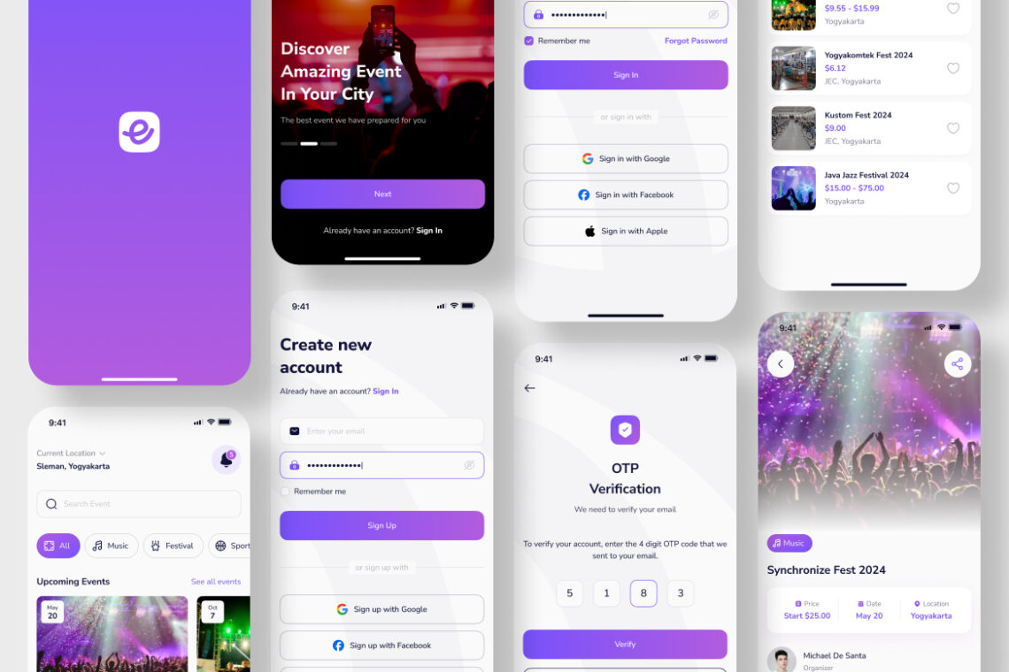 Event Booking Application Mobile UI KIT-1