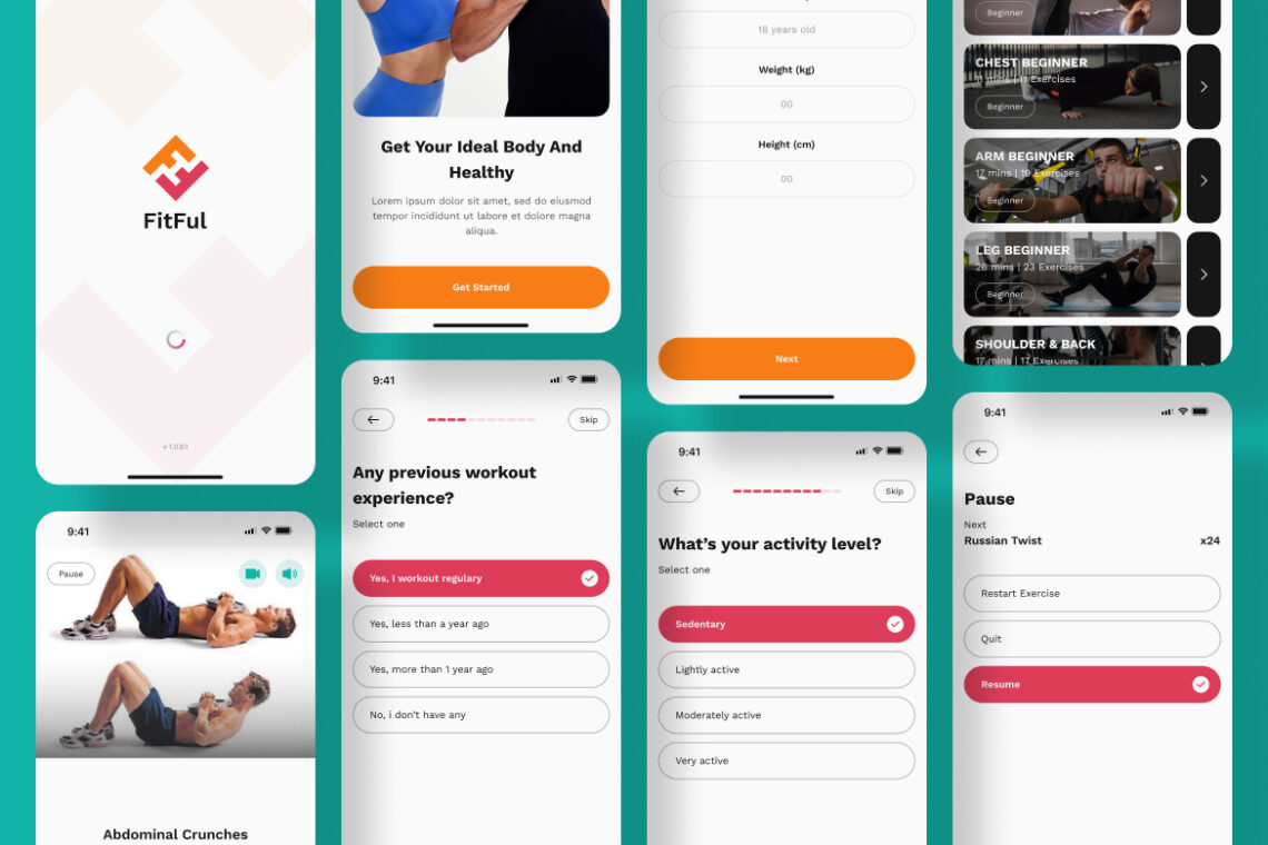 Fitness Tracking Application Mobile UI KIT-1