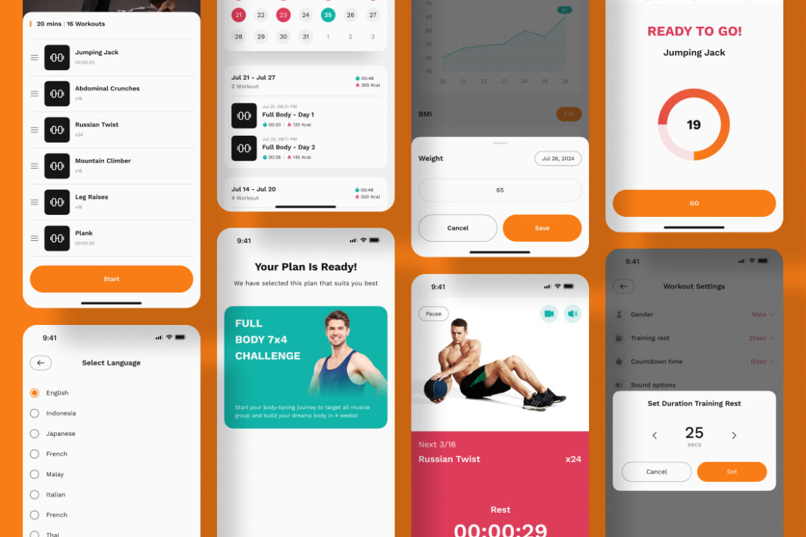 Fitness Tracking Application Mobile UI KIT-3