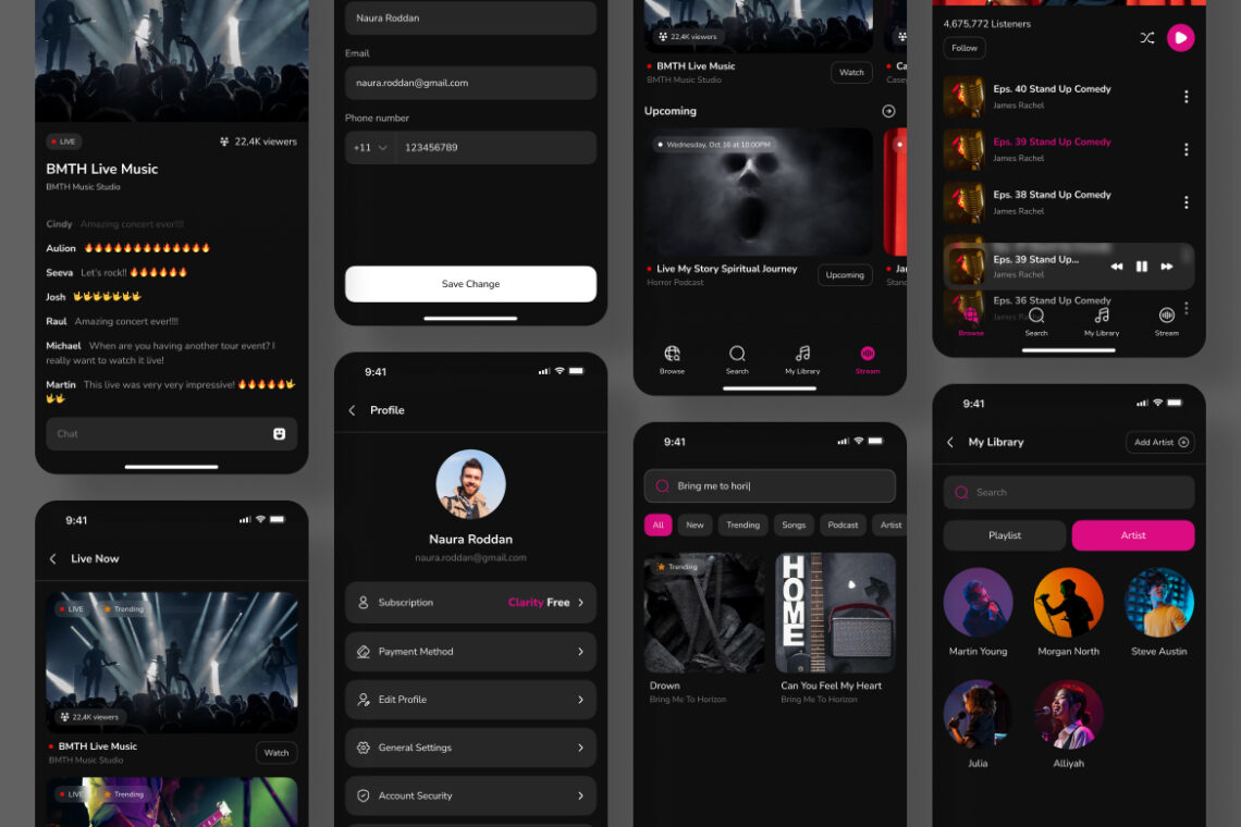 Music Stream Application Mobile UI KIT-3