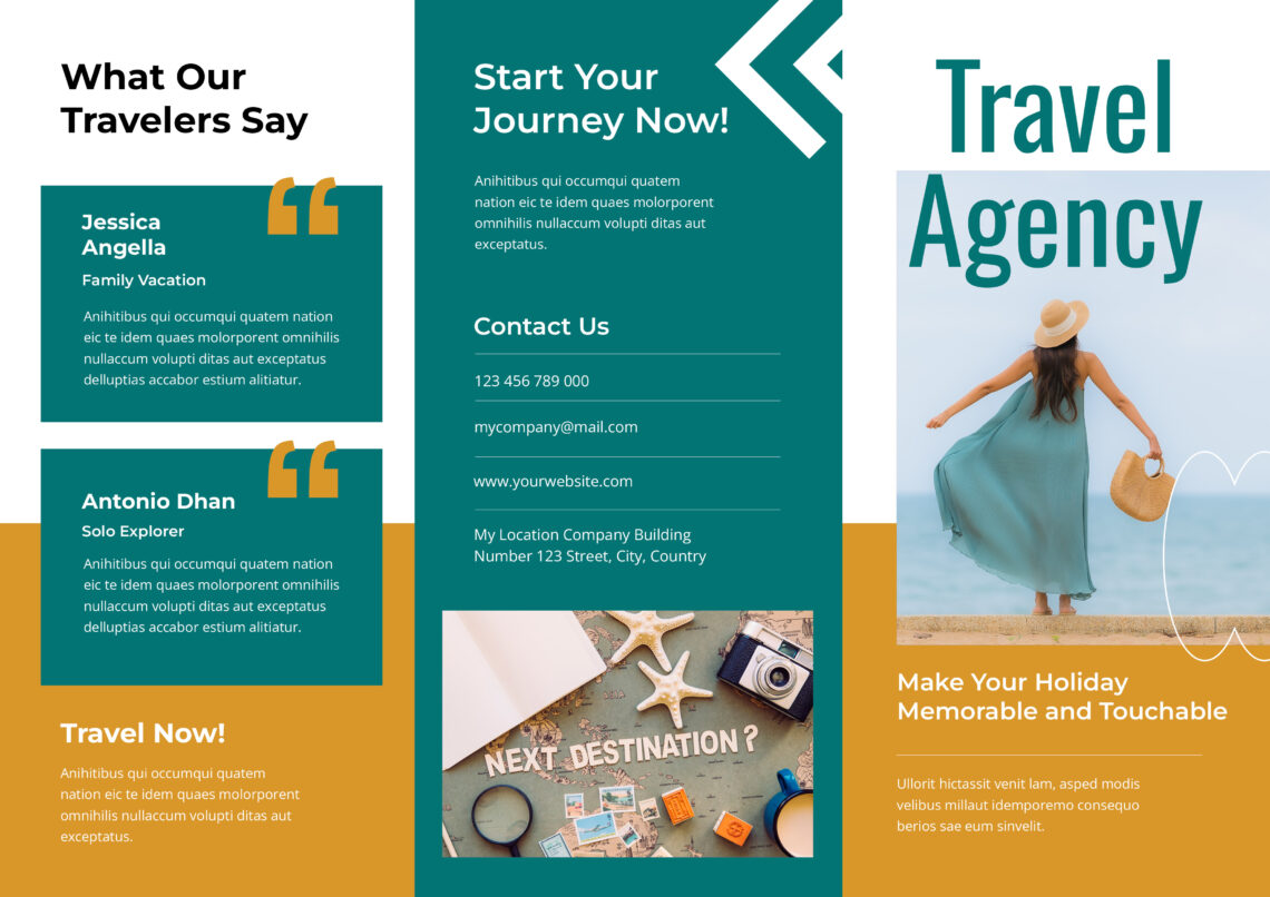 Green Golden Yellow Travel Agency Trifold Brochure-1