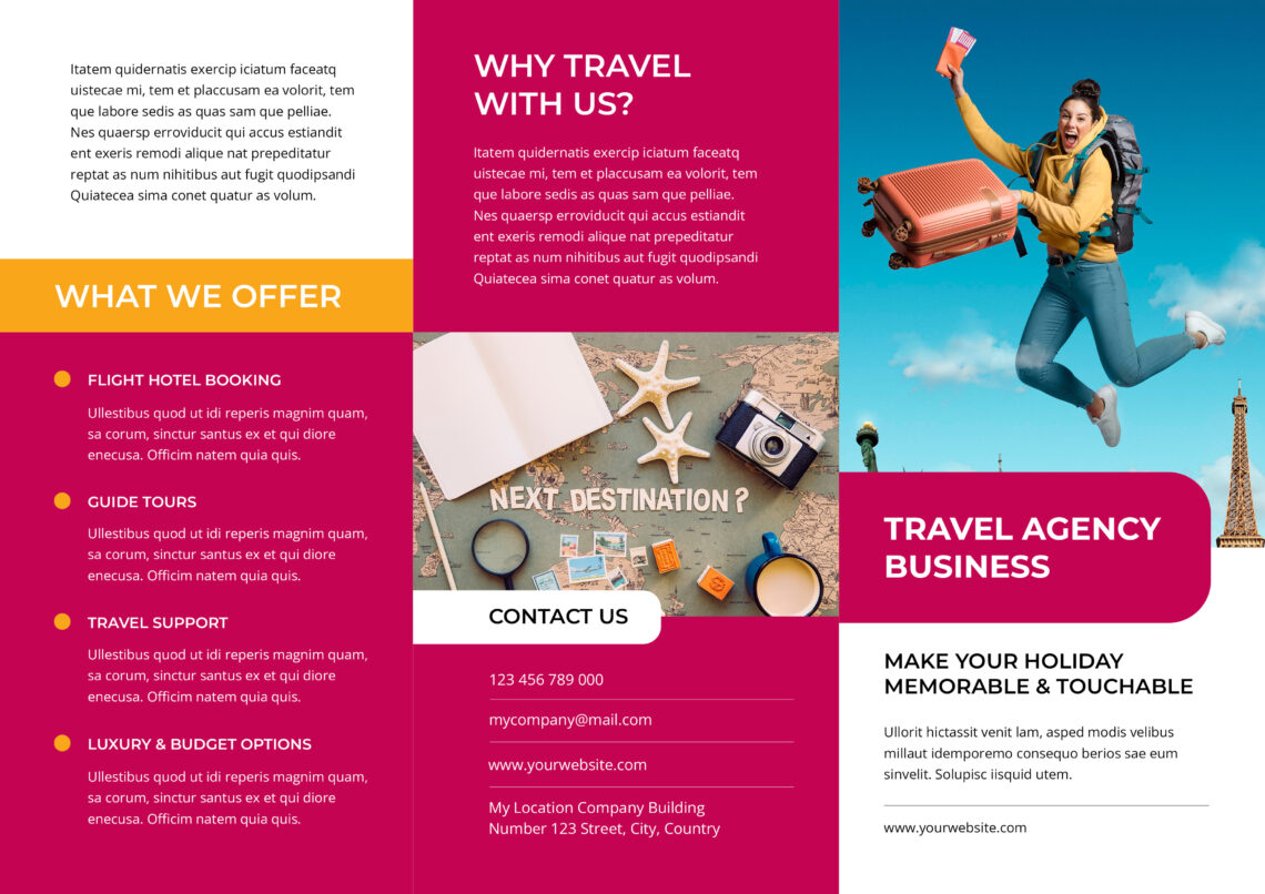 Red Travel Agency Business Trifold Brochure-1