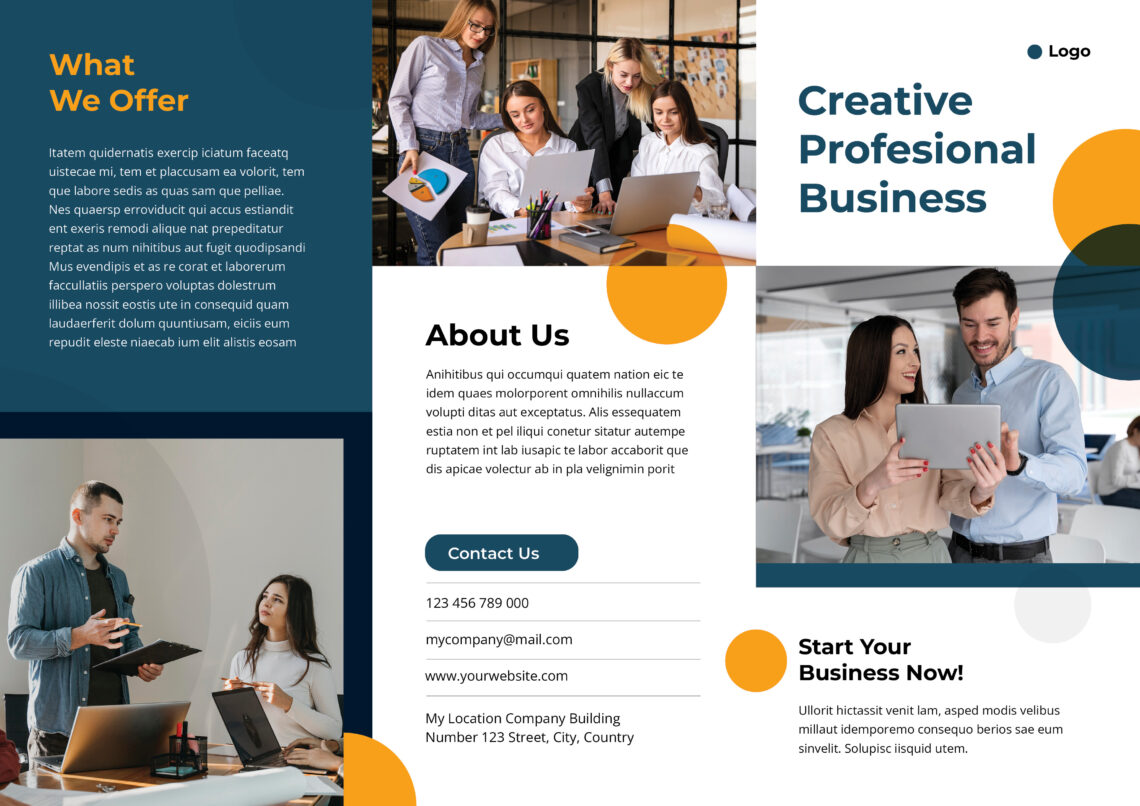 White Green Creative Profesional Business Trifold Brochure-1