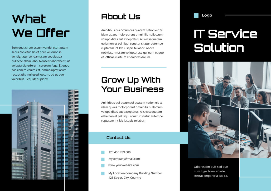 Black IT Service Solution Trifold Brochure-1