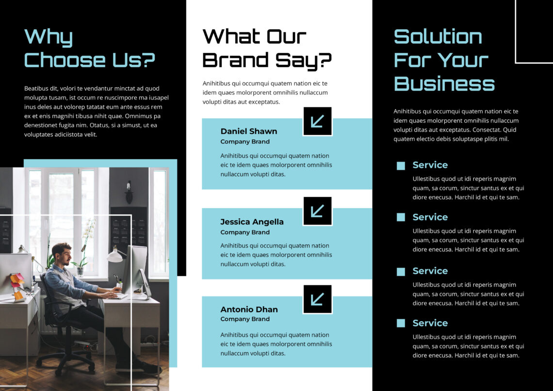 Black IT Service Solution Trifold Brochure-2